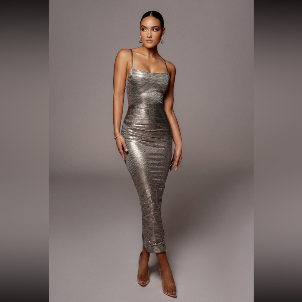BRONZE RUBI COWL NECK COCKTAIL DRESS